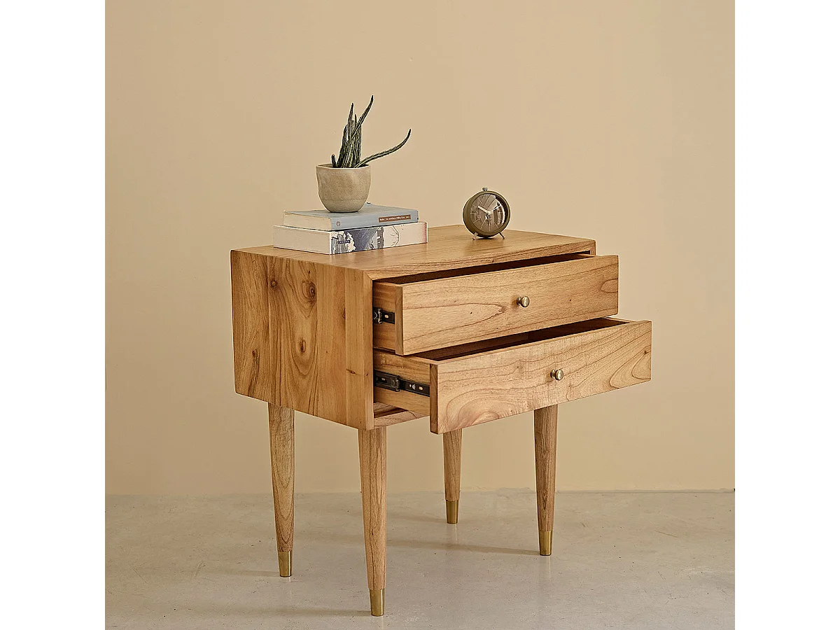 Mesita de noche de madera de mindi maciza