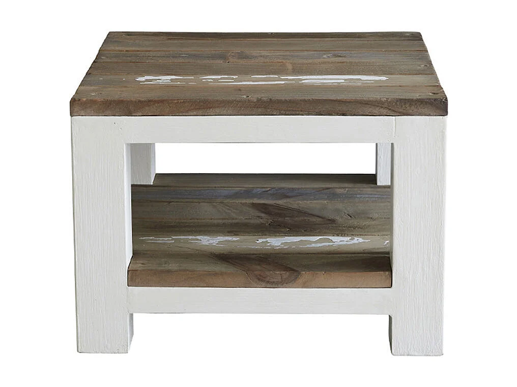 Table de chevet en bois recyclé massif double plateau