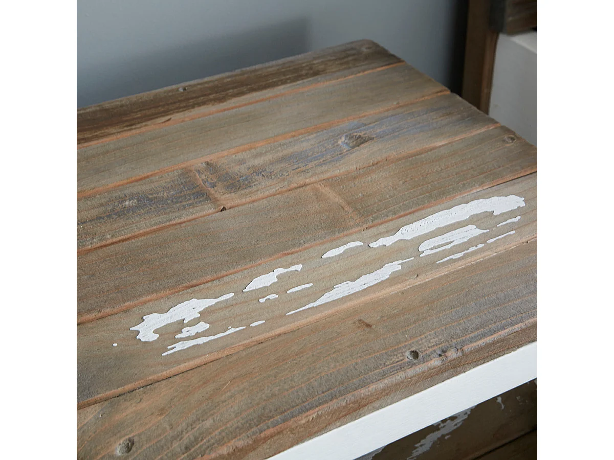 Table de chevet en bois recyclé massif double plateau