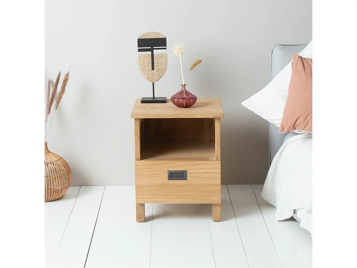 Table de chevet en teck massif
