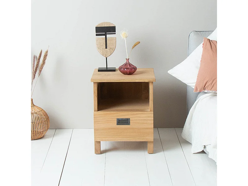 Table de chevet en teck massif