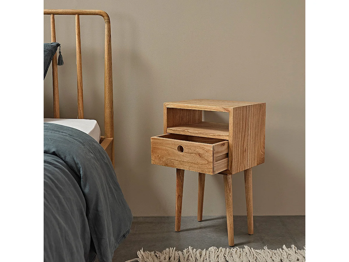 Comodino in legno massello di mindi