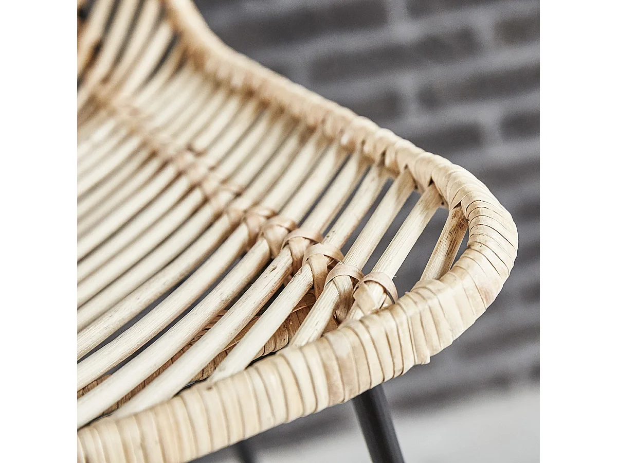Tabouret de bar en rotin et métal