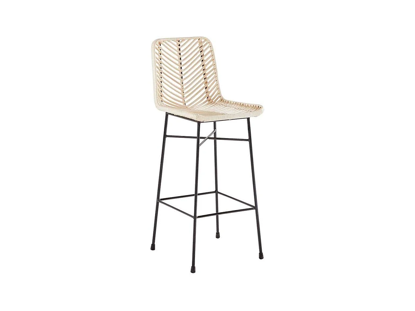 Tabouret de bar en rotin et métal