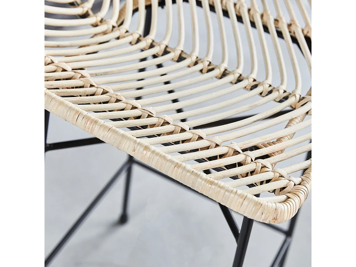 Tabouret de bar en rotin et métal