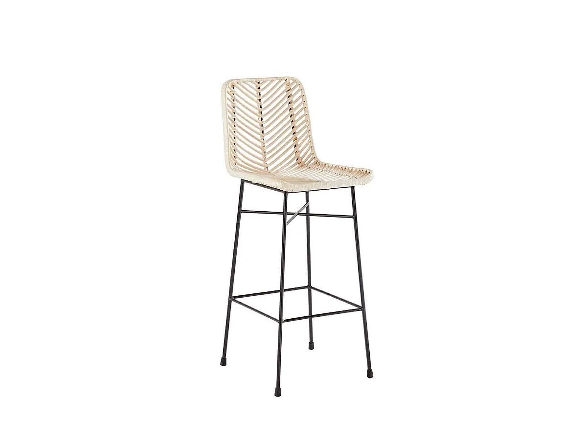 Tabouret de bar en rotin et métal