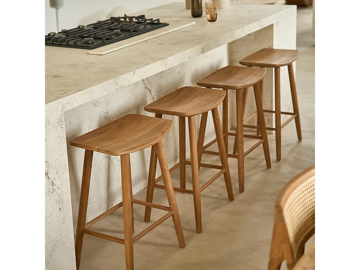 Tabouret en teck massif 75 cm AMBRE
