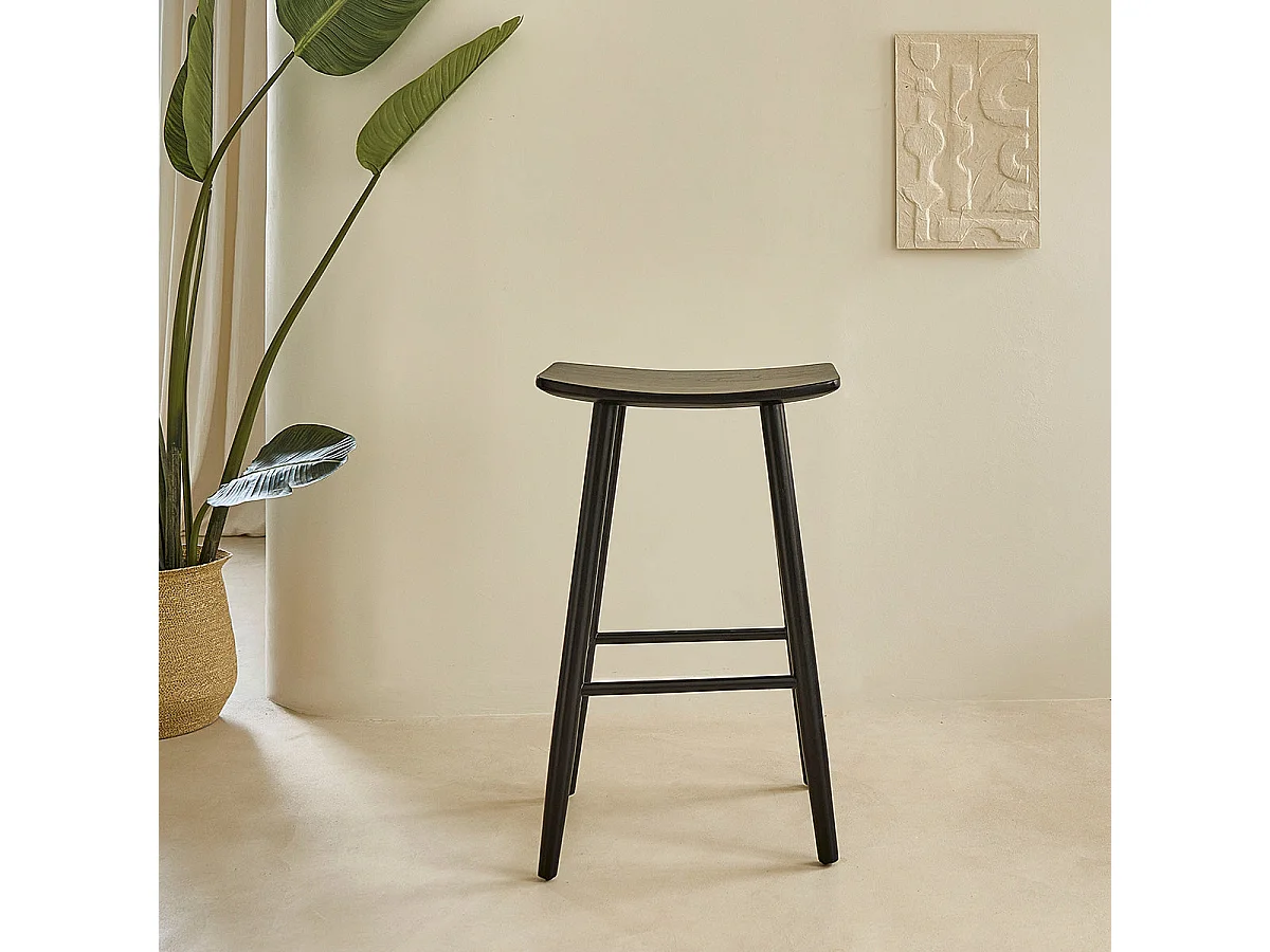 Conjunto de 2 taburetes de madera de teca maciza de 75 cm