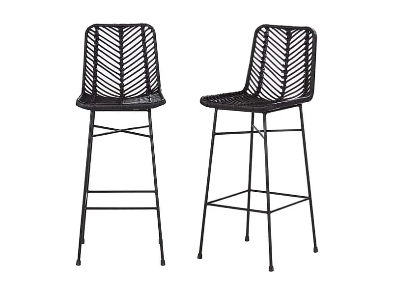 Set di 2 sgabelli da bar in rattan e metallo