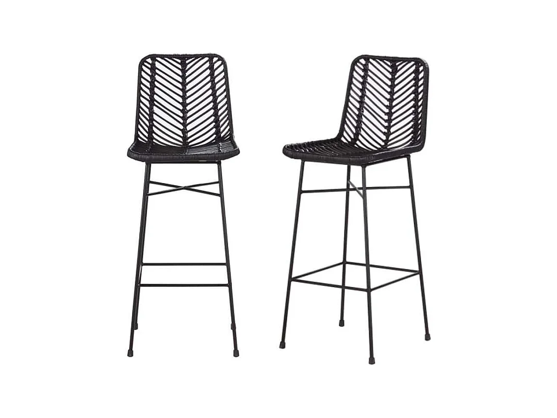 2 taburetes de bar de ratán y metal