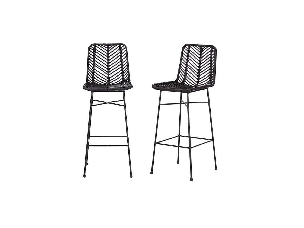 2 sgabelli da bar in rattan e metallo