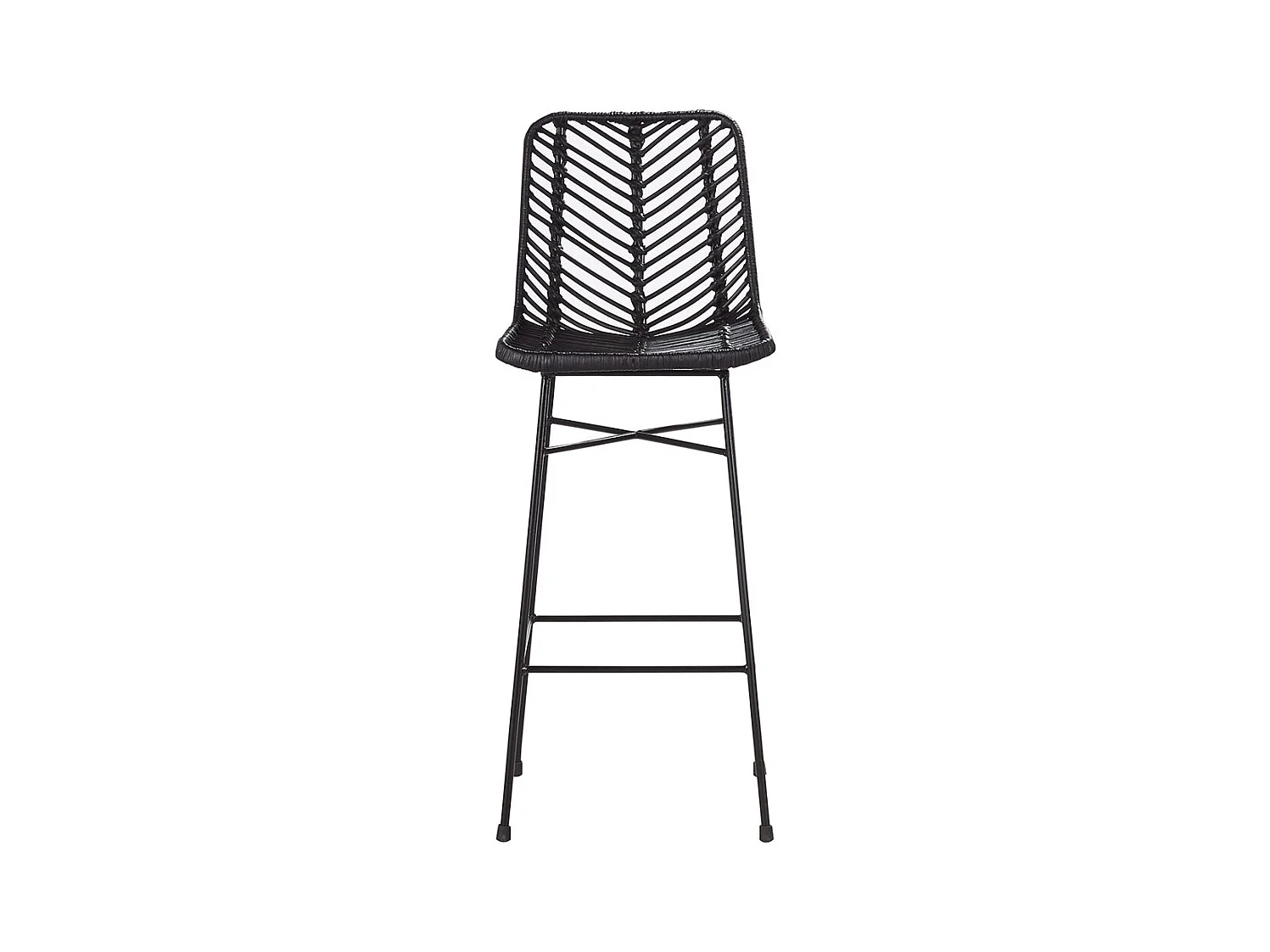 Tabouret de bar en rotin et métal noir