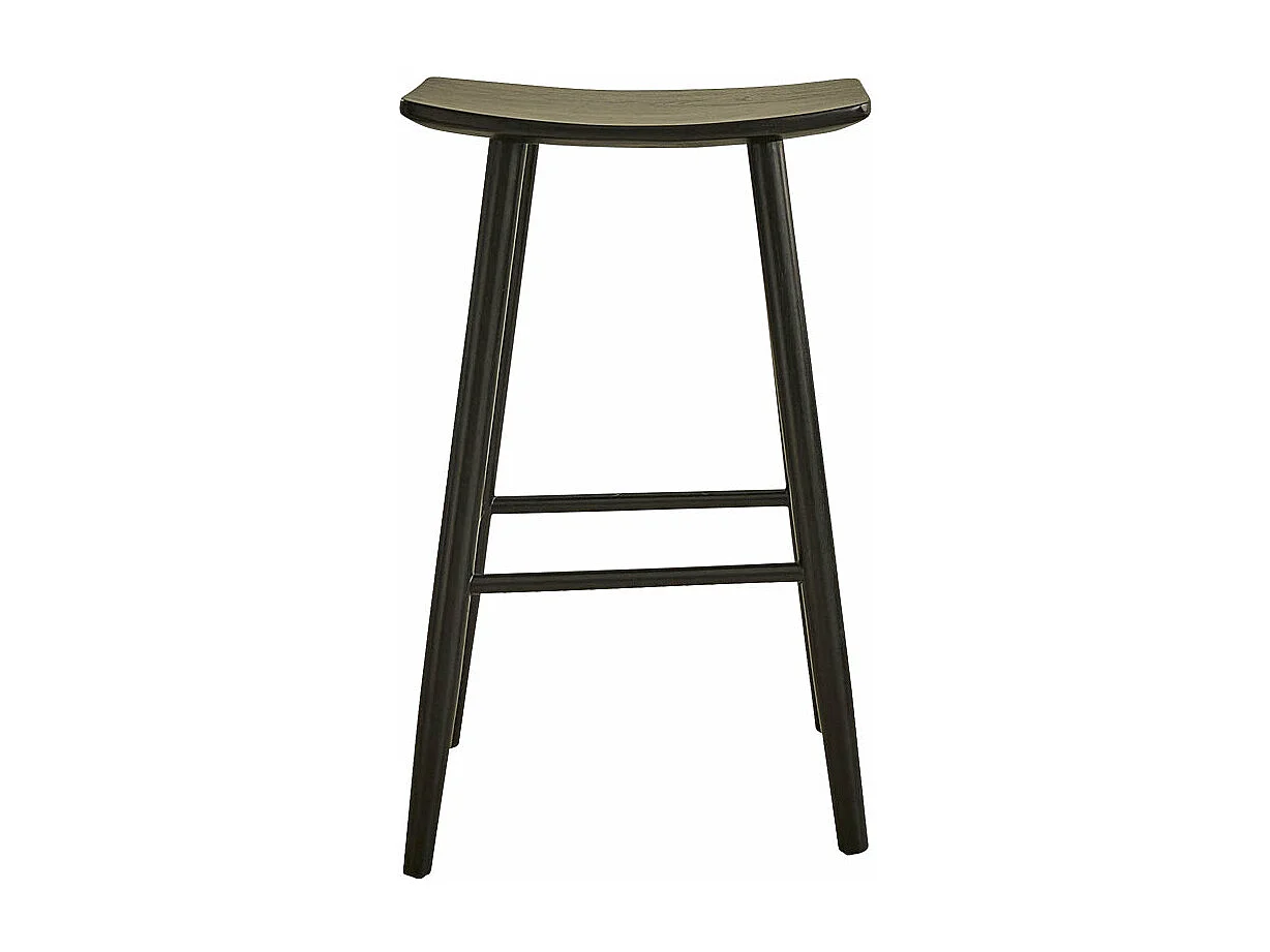 Taburete de madera de teca maciza negro de 75 cm