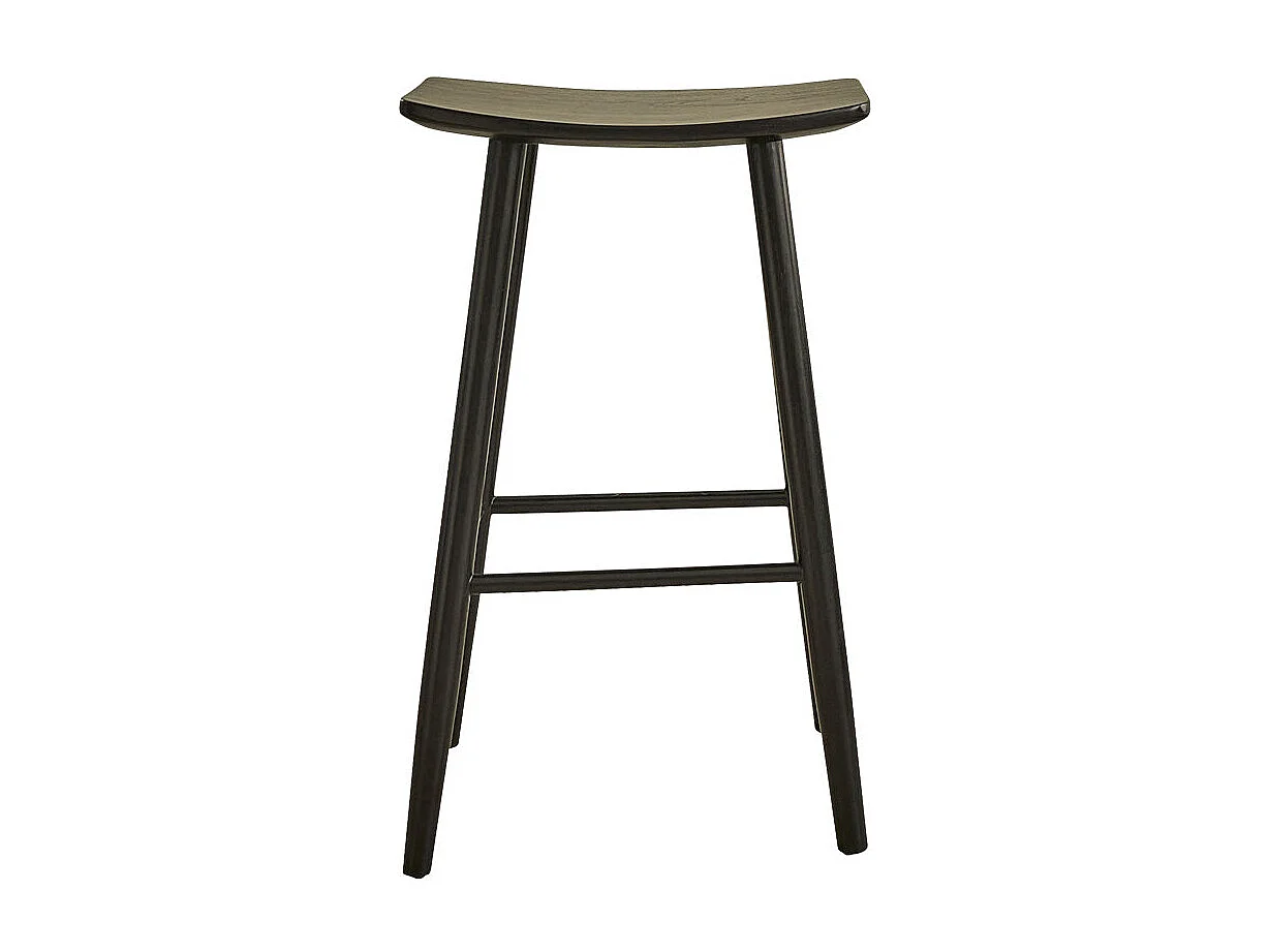 Taburete de madera de teca maciza negro de 75 cm