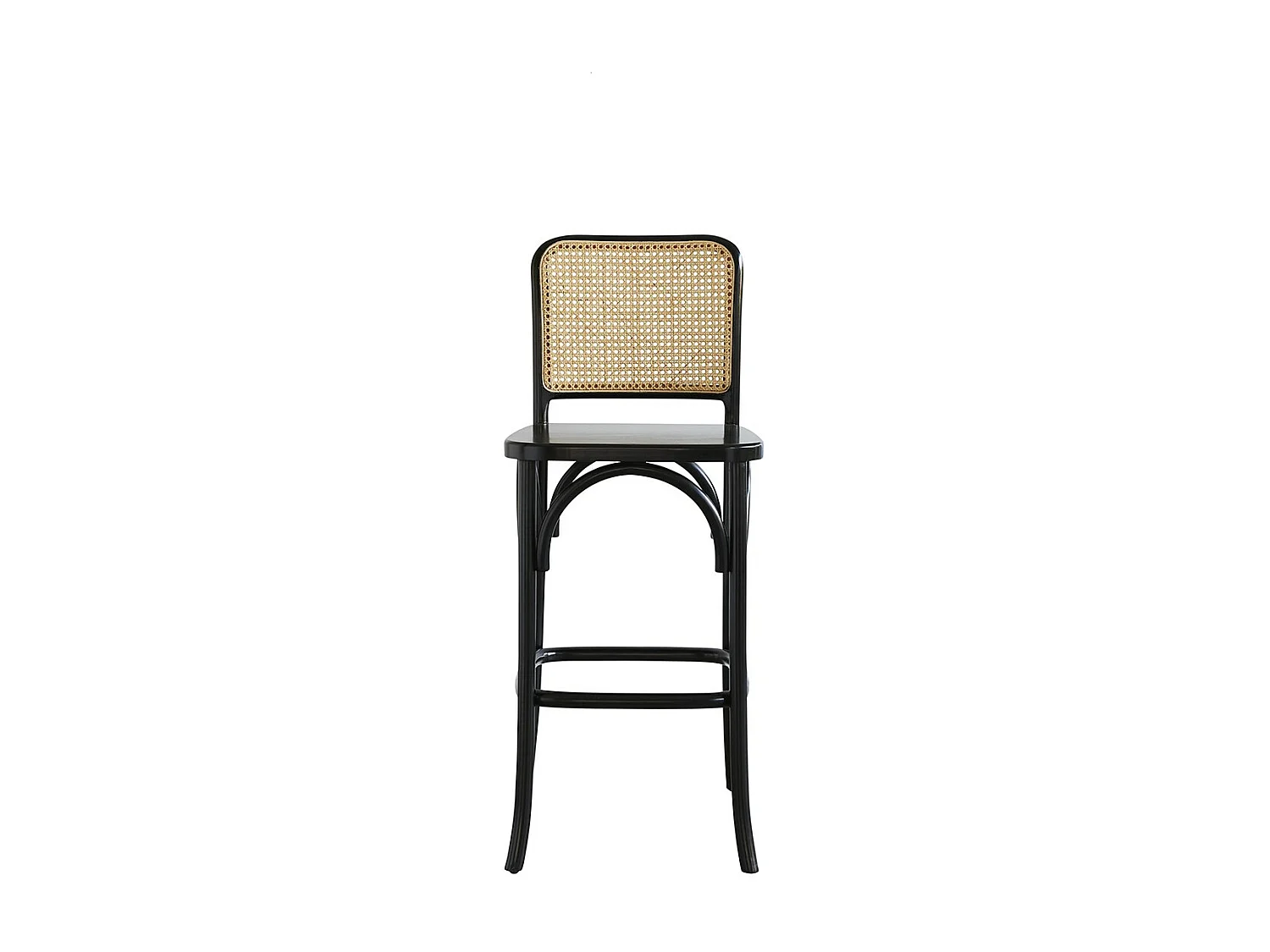 Taburete de bar de madera de caoba maciza y rejilla negro