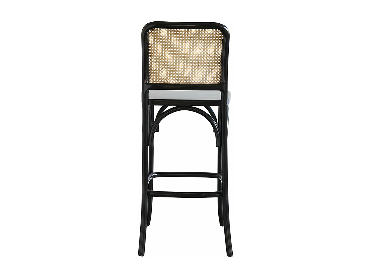 Tabouret de bar en acajou massif et cannage