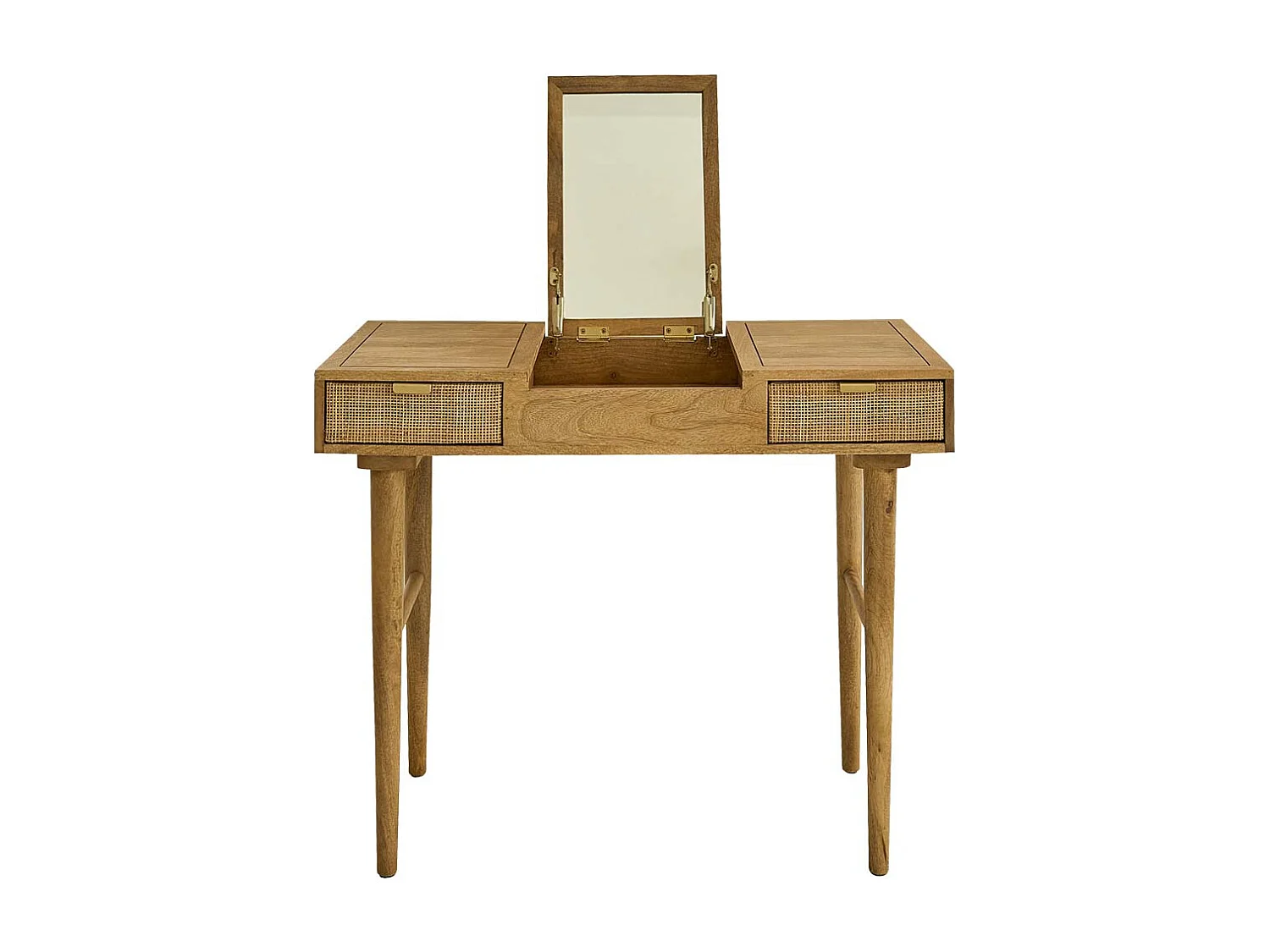 Tocador de madera de mango maciza y rejilla