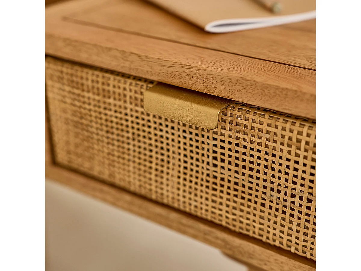 Tocador de madera de mango maciza y rejilla