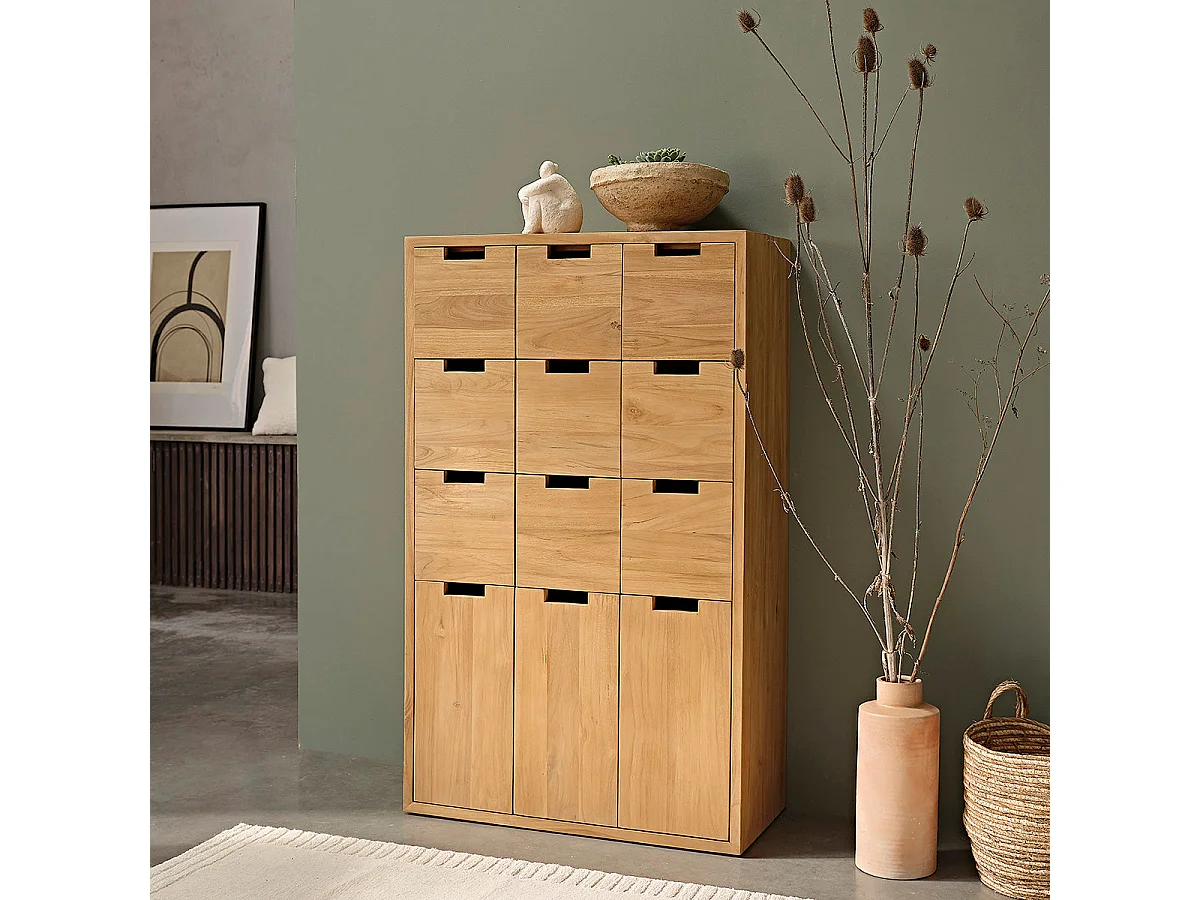 Zapatero de madera de teca maciza