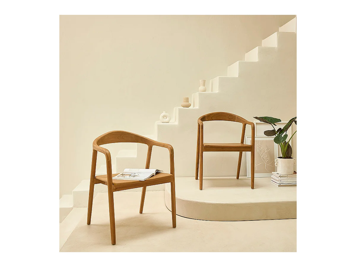 Lot de 2 chaises en teck massif