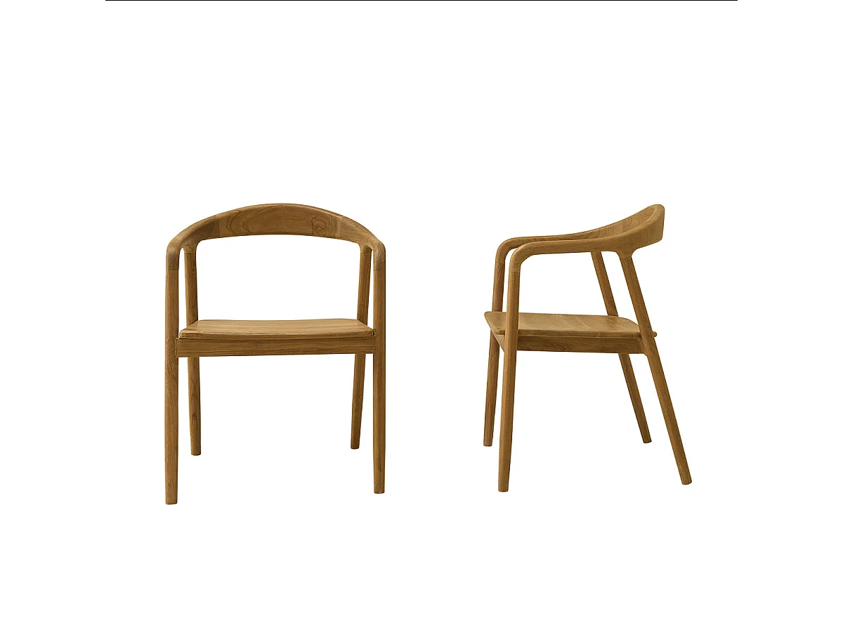 Lot de 2 chaises en teck massif