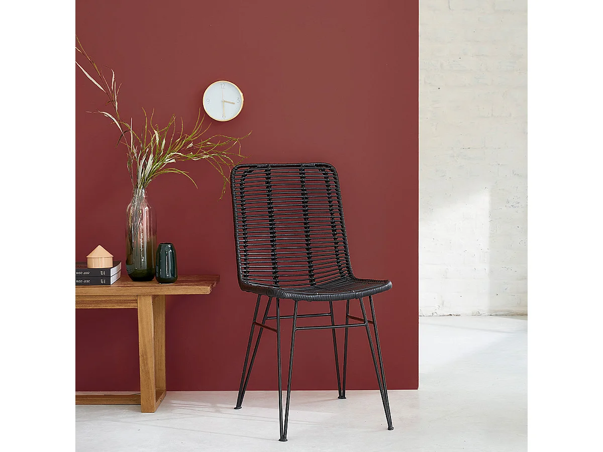 Sedia bistrot in mogano bianco e rattan