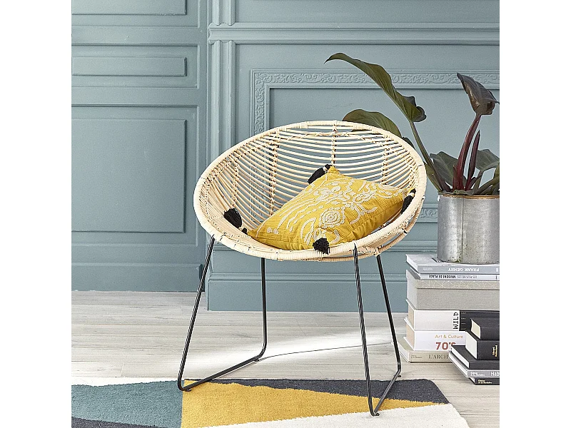 Silla de ratán y metal