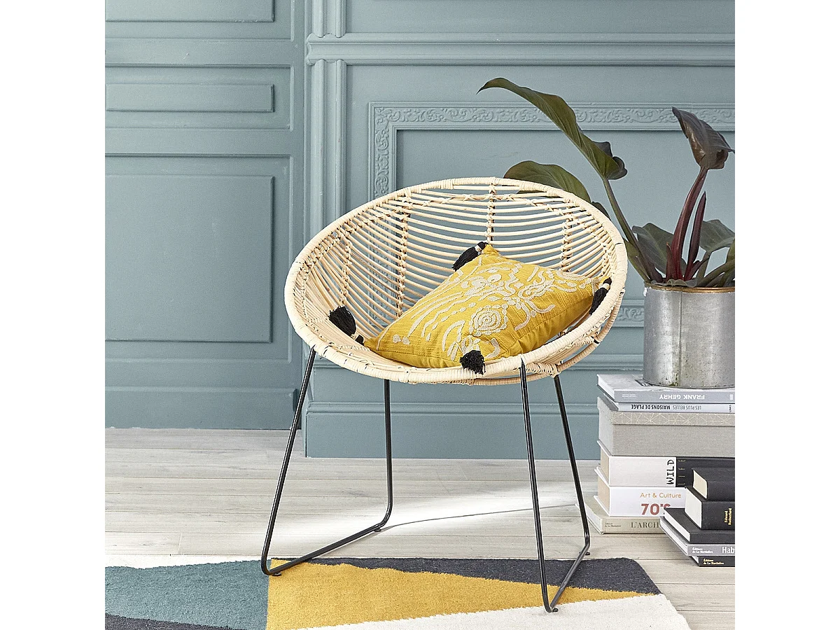 Sedia in rattan e metallo