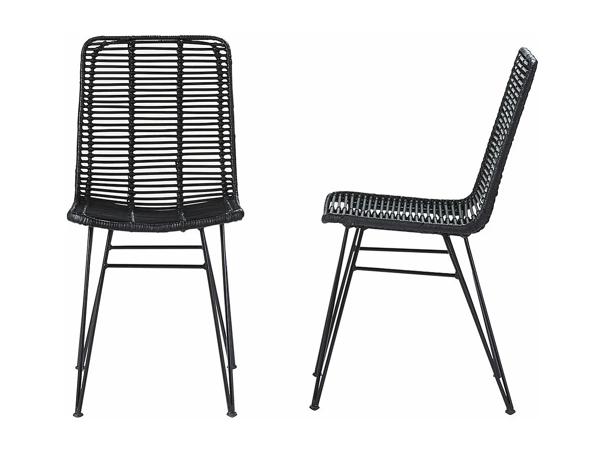 2 sillas de ratán y metal negras