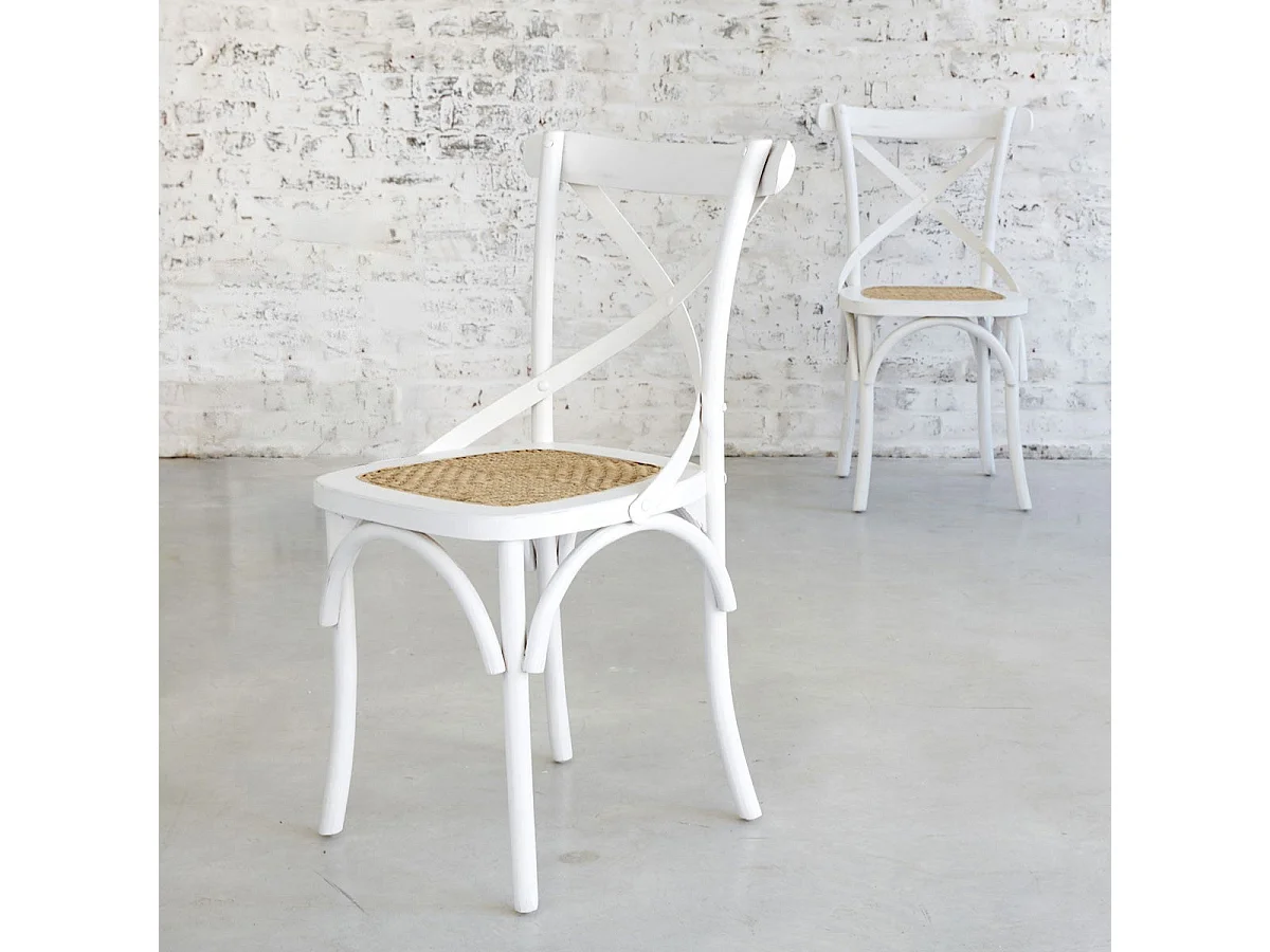 Set di 2 sedie da bistrot in mogano e rattan