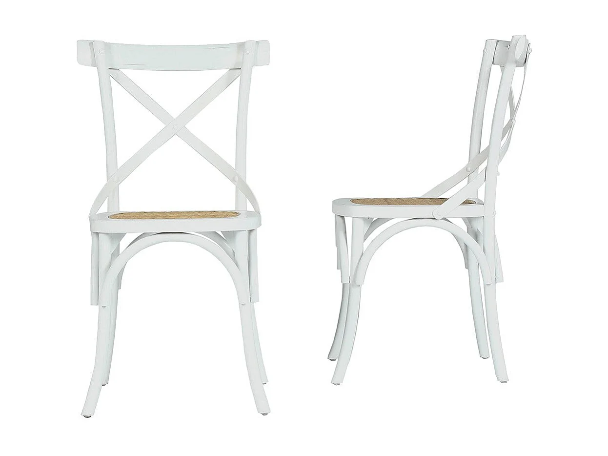 Set di 2 sedie da bistrot in mogano e rattan