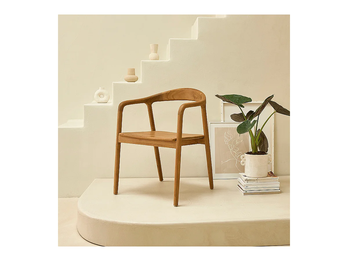 Chaise en bois de teck massif naturel