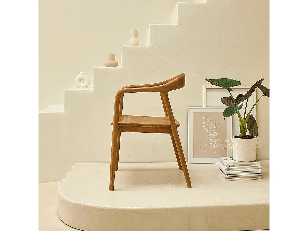 Silla de teca maciza