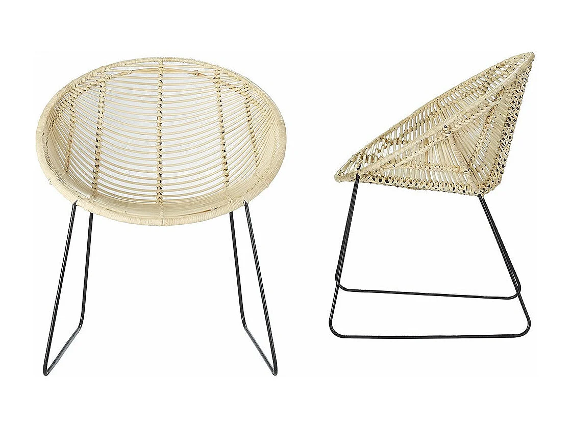 2 sedie in rattan e metallo