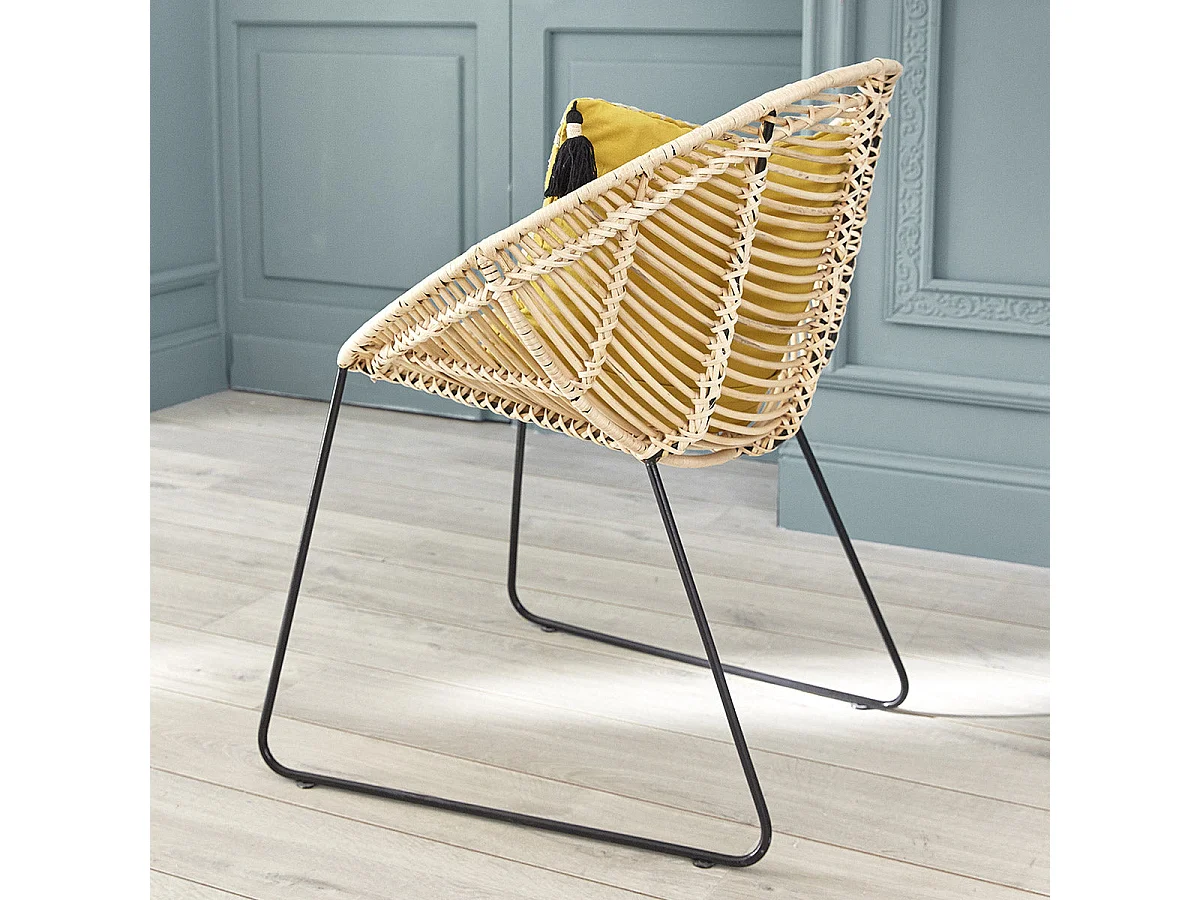 Lot de 2 chaises en rotin et métal
