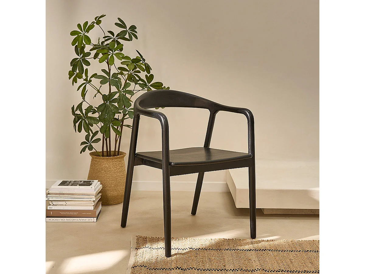 Set di 2 sedie in teak massello nero