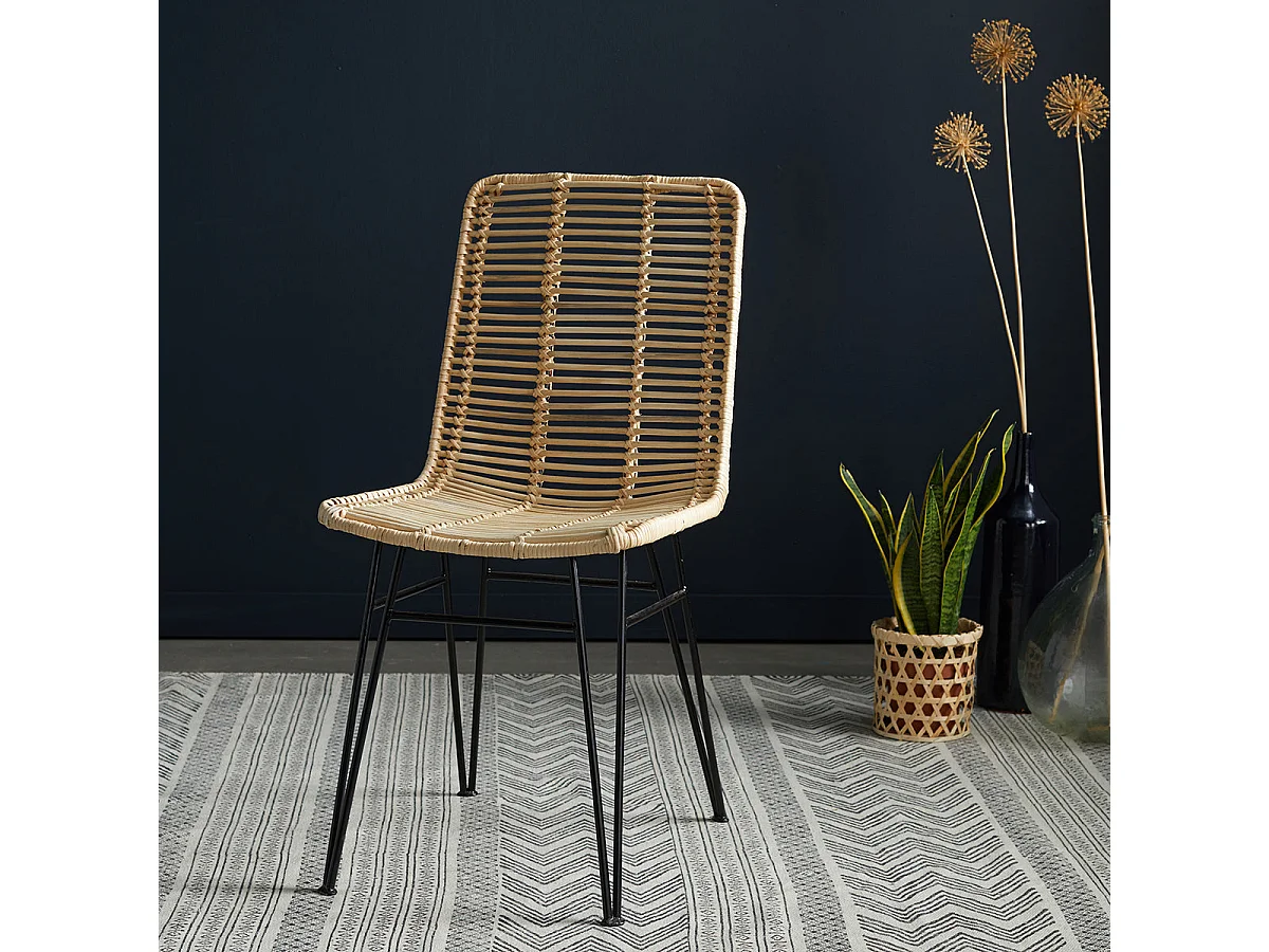 Sedia in rattan e metallo