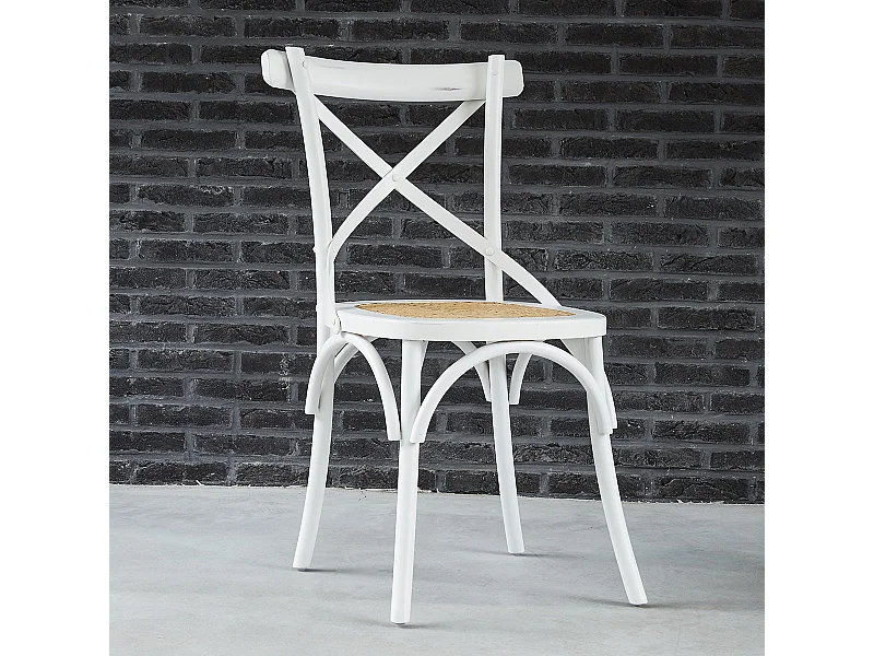 Silla bistró de madera de caoba y ratán