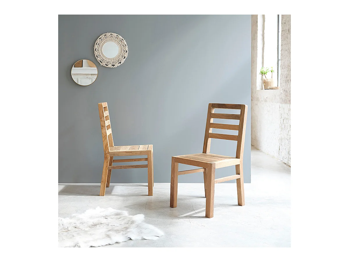 Lot de 2 chaises en teck recyclé massif