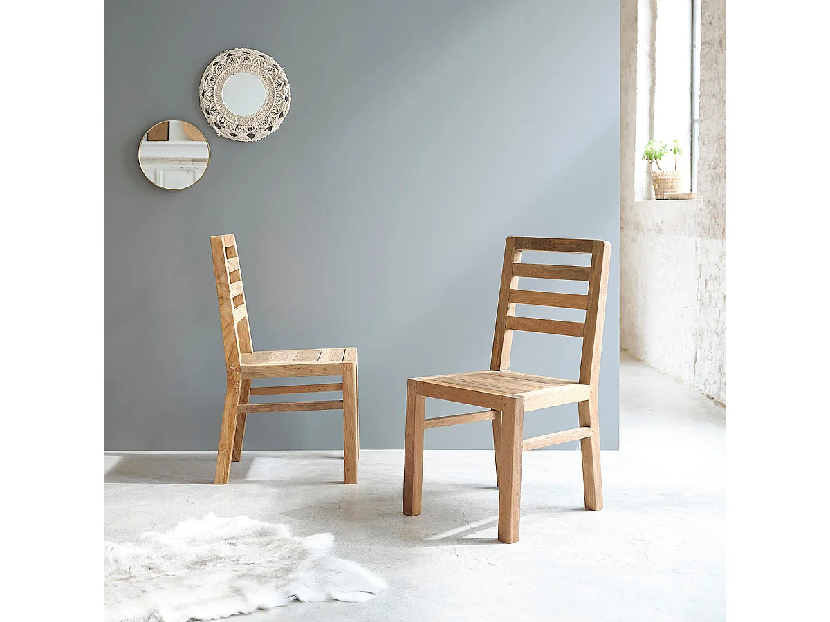 Lot de 2 chaises en teck recyclé massif