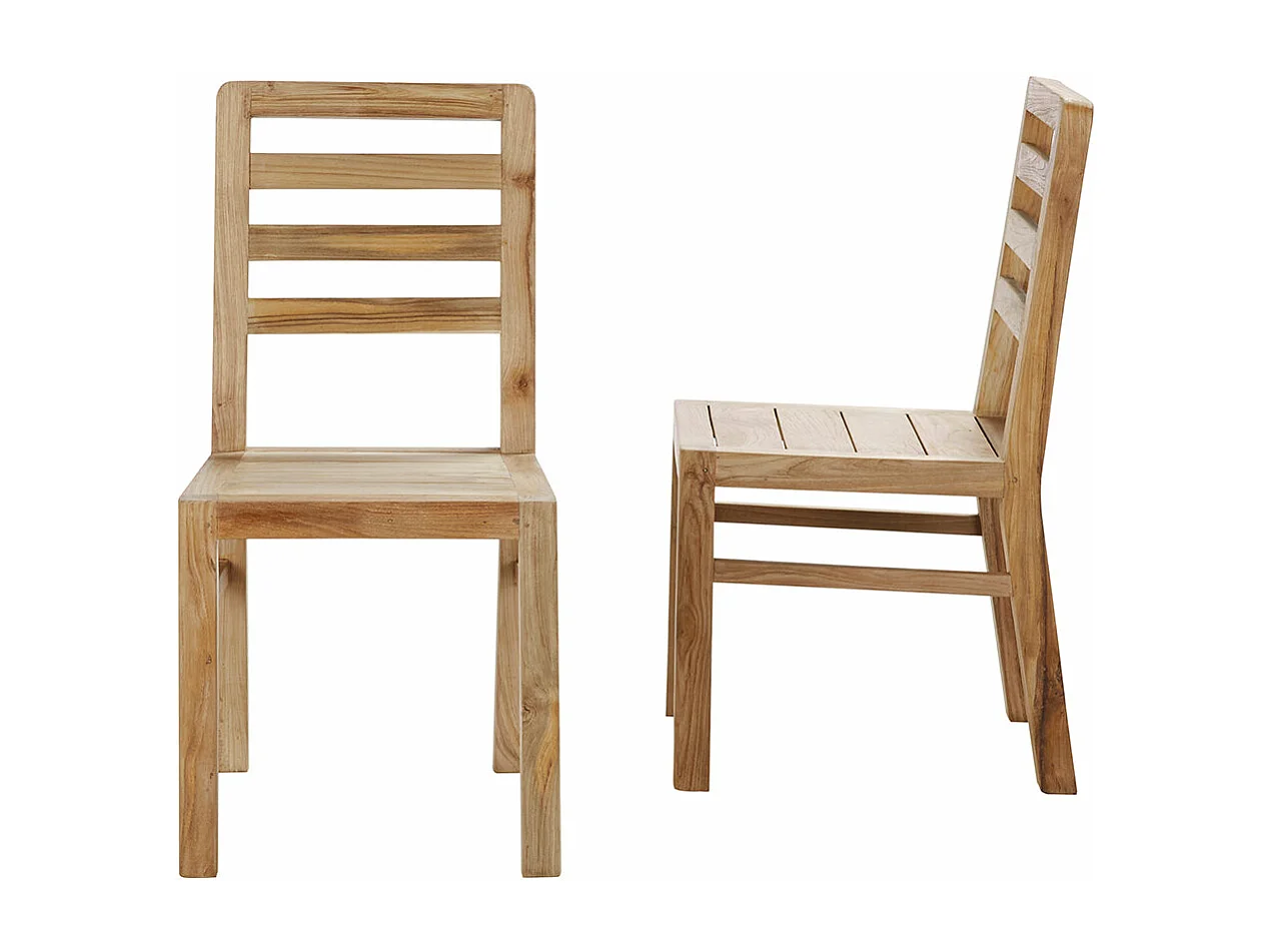 Lot de 2 chaises en teck recyclé massif
