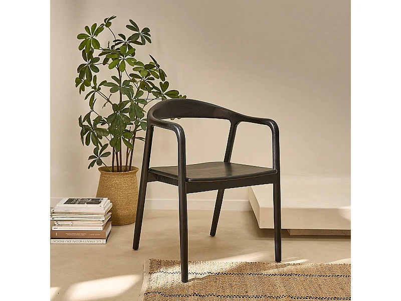 Sedia in teak massello nero