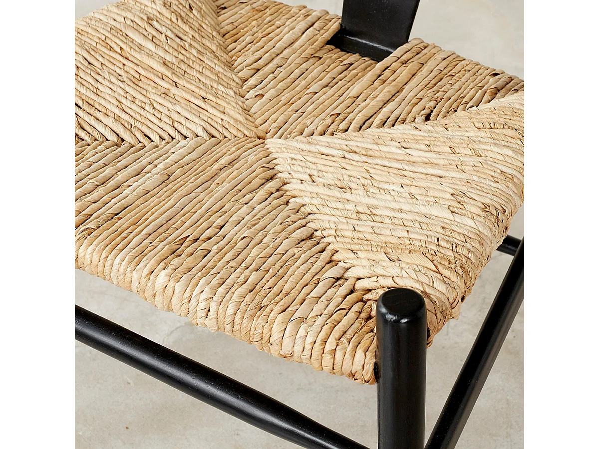 Sedia in mindi con seduta intrecciata nera