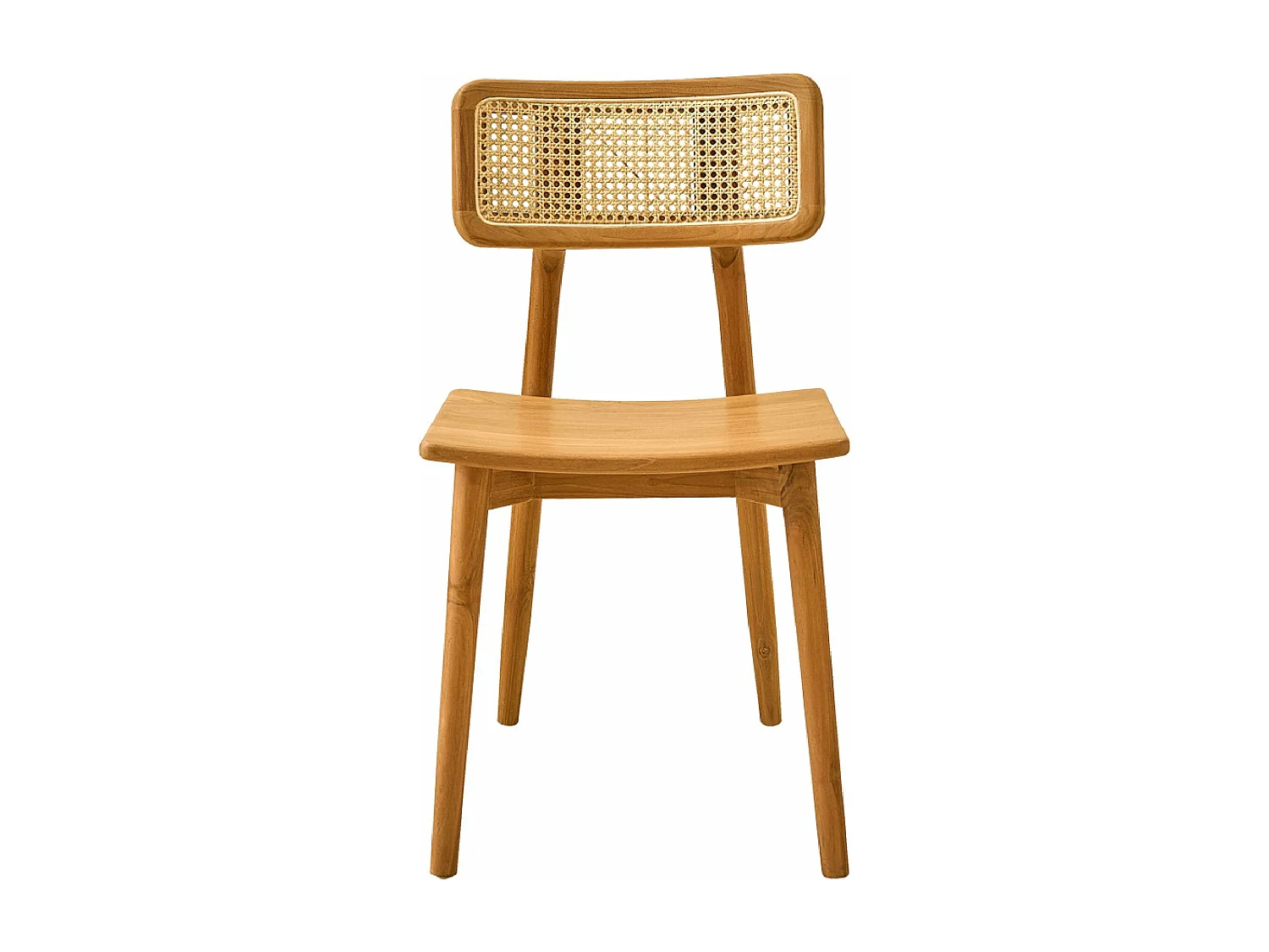 Silla de madera de teca maciza y rejilla