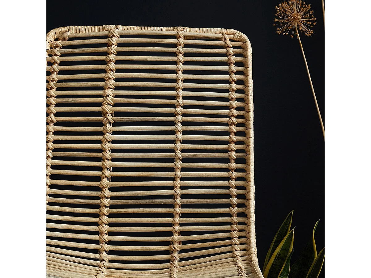 Lot de 2 chaises en rotin et métal