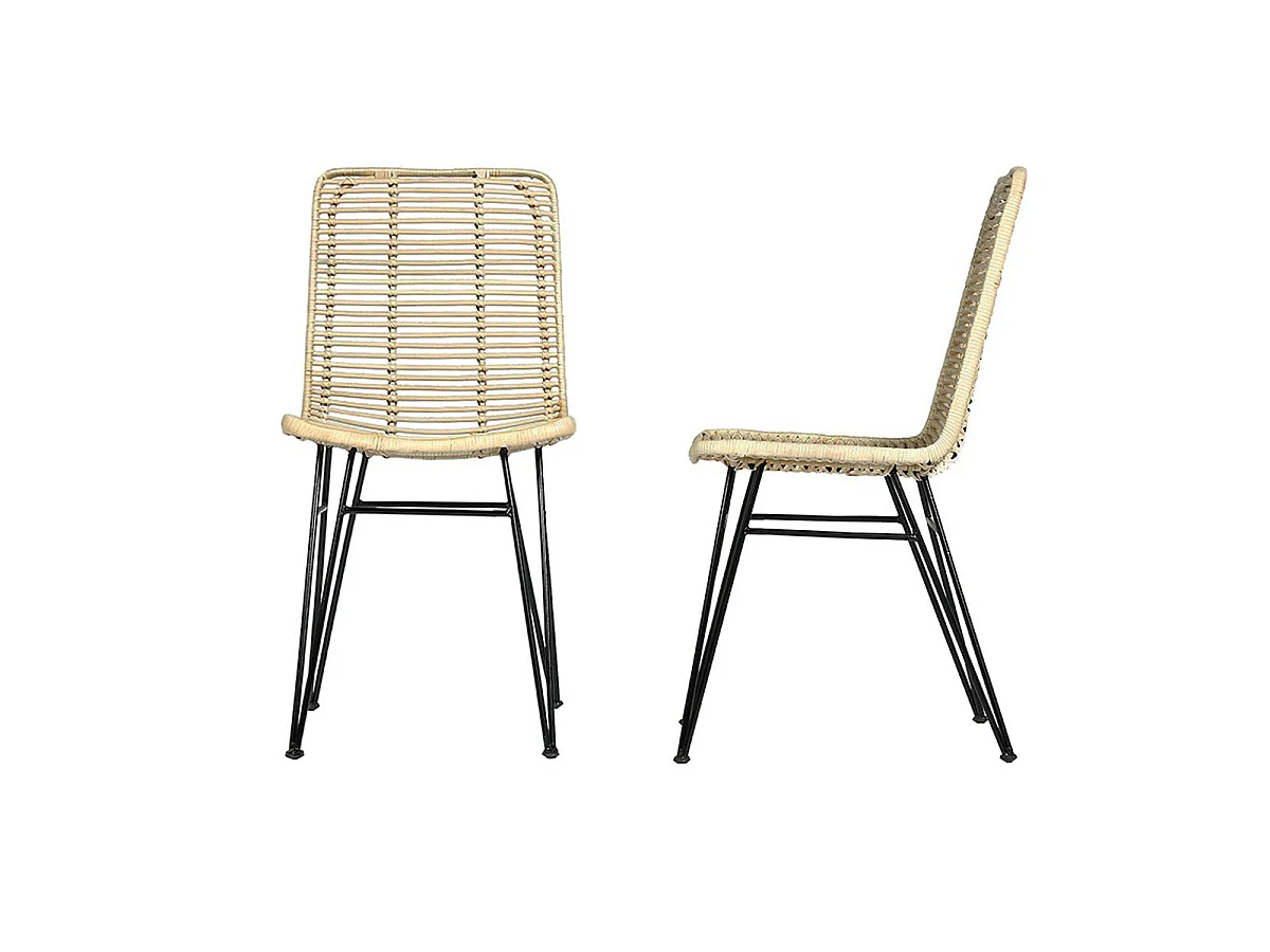 2 sedie in rattan e metallo