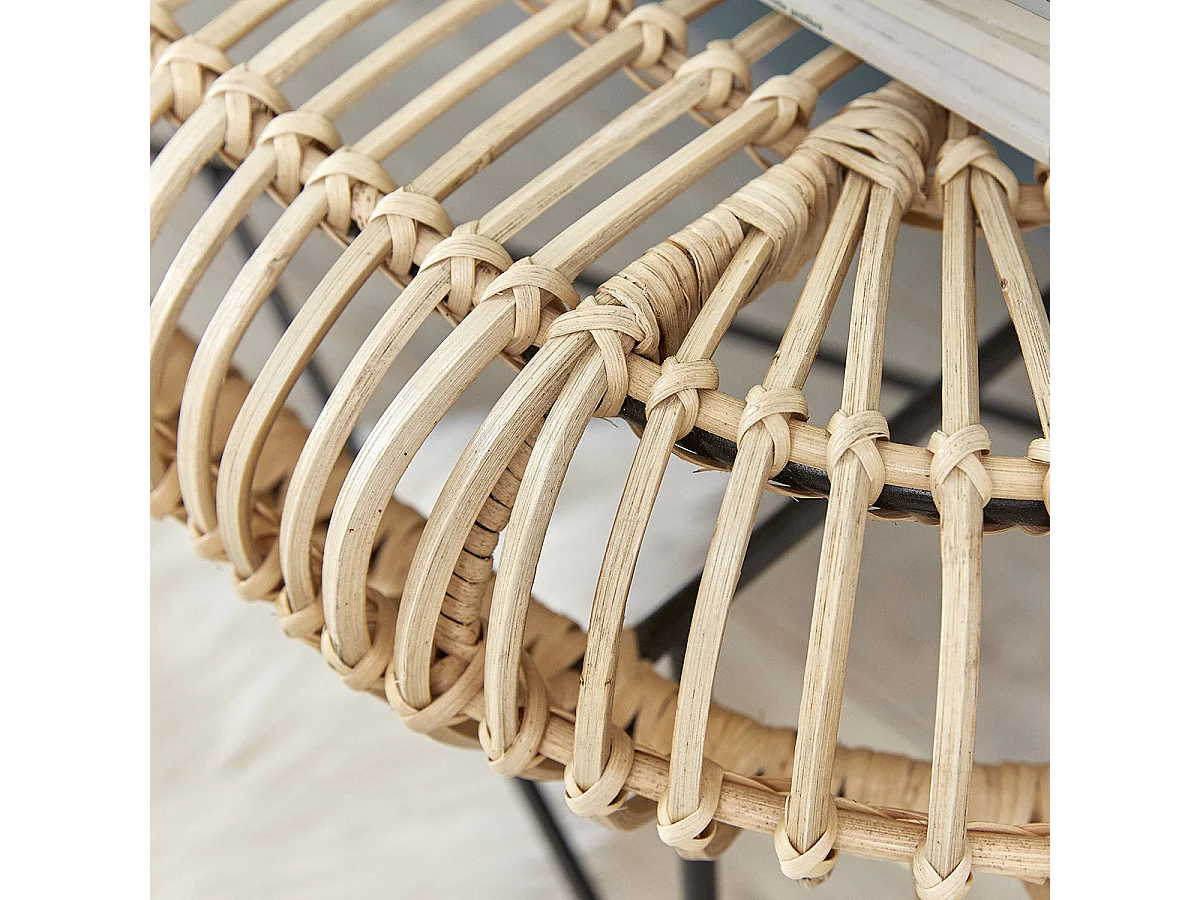 Banc en rotin et pieds en métal 120 cm