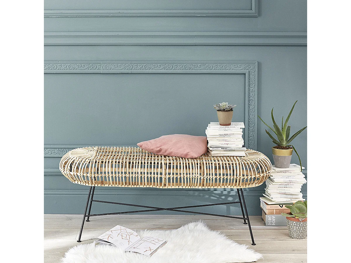 Panca in rattan e metallo 120 cm