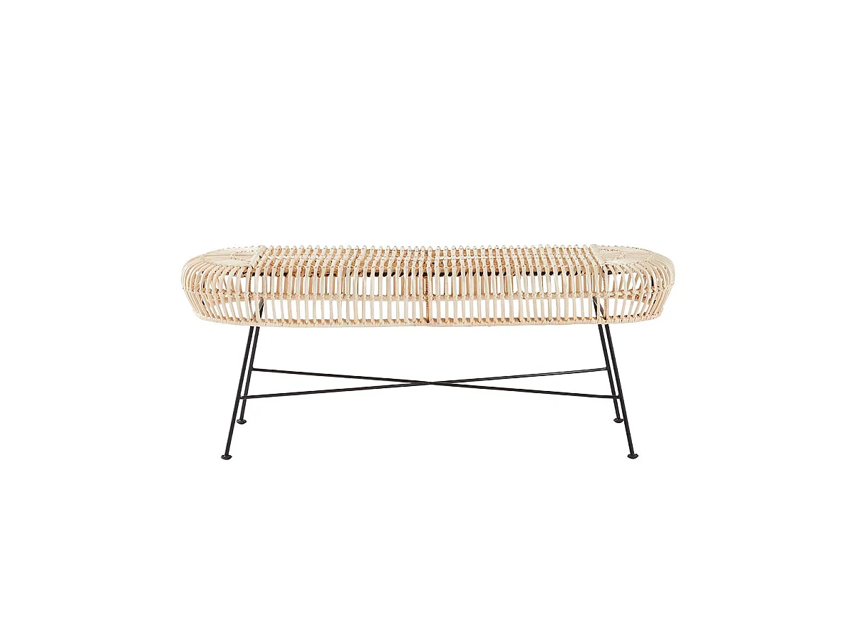 Banc en rotin et métal 120 cm
