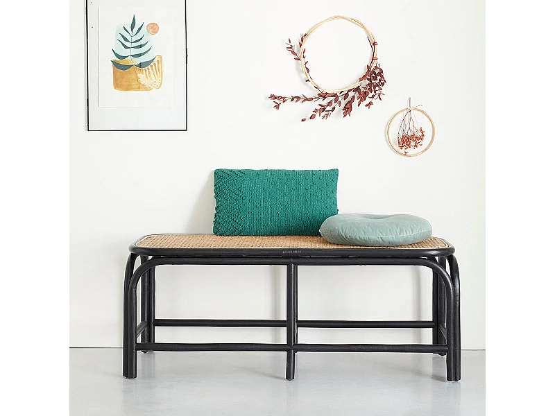 Banc en rotin et cannage 120 cm